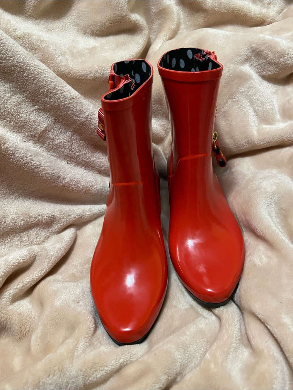 kate spade Red Glossy Ankle Rain Boots